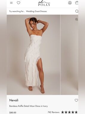 Oh Polly White  Ruffle Maxi Dress